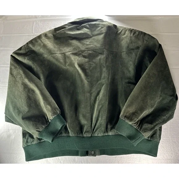 Vintage G III Suede Leather Bomber Jacket Green Size 26 / 28 - Picture 2 of 15